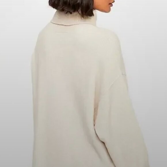 Free People Softly Structured Turtleneck Sweater Rib-Knit Beige Oatmeal XS - Picture 9 of 9
